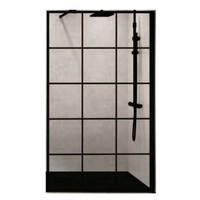 Inloopdouche Novellini Kuadra H Squares 80x200 cm Helder Glas Mat Zwart Raster