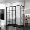 Inloopdouche Novellini Kuadra H Squares 120x200 cm Helder Glas Mat Zwart Raster