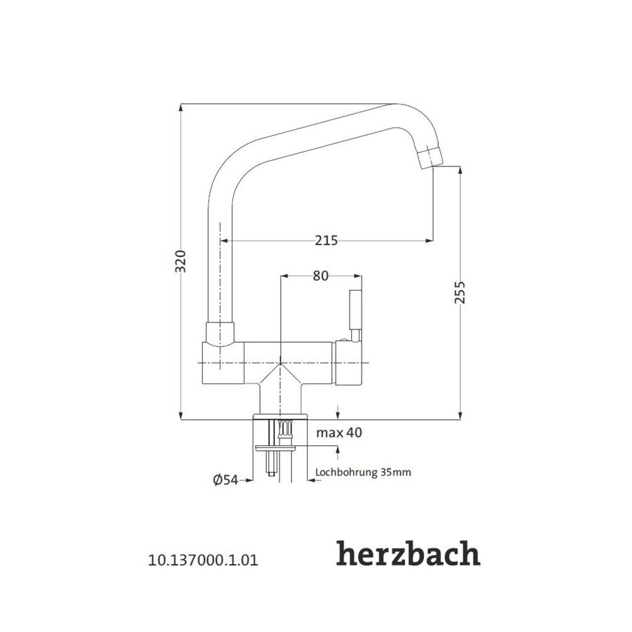 Keukenmengkraan Herzbach Design New 1-Gats Verstelbare Uitloop Chroom