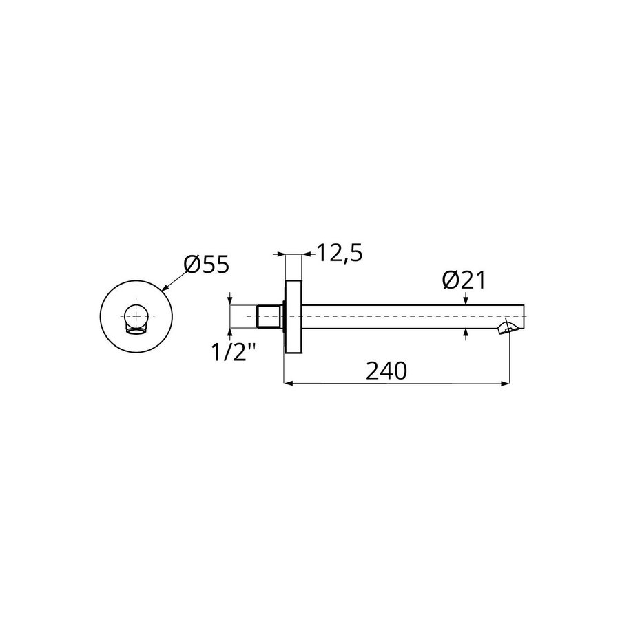 Wanduitloop Herzbach Design New 24 cm Messing Chroom