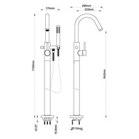 Vrijstaande Badmengkraan Wiesbaden Caral Compleet met Handdouche Geborsteld Koper