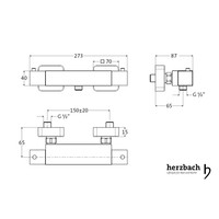 Douchekraan Opbouw Herzbach Living Thermostatisch Vierkant Chroom