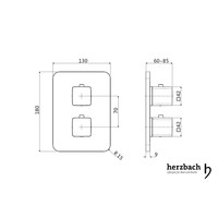 Inbouw Thermostaatkraan Herzbach Living Rechthoek 2-Weg Omstel Chroom (afgeronde hoeken)