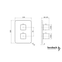 Inbouw Thermostaatkraan Herzbach Living Rechthoek 3-Weg Omstel Chroom (afgeronde hoeken)