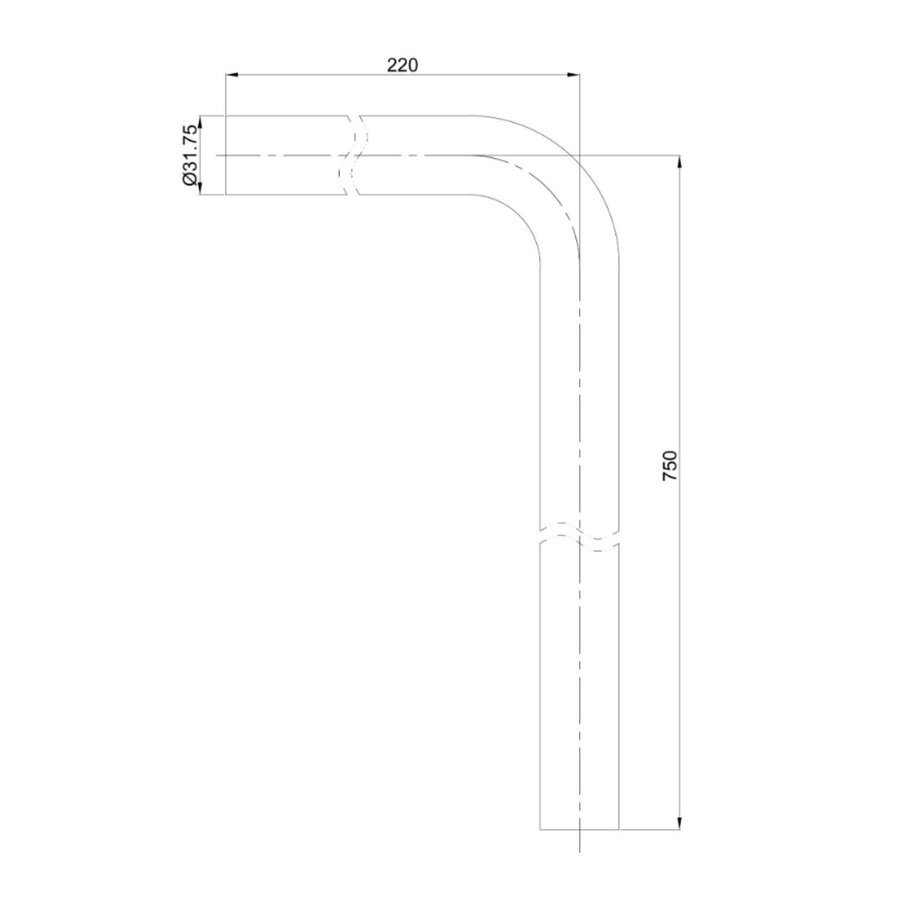 Vloerbuis AQS 75x22 cm RVS Black Chrome