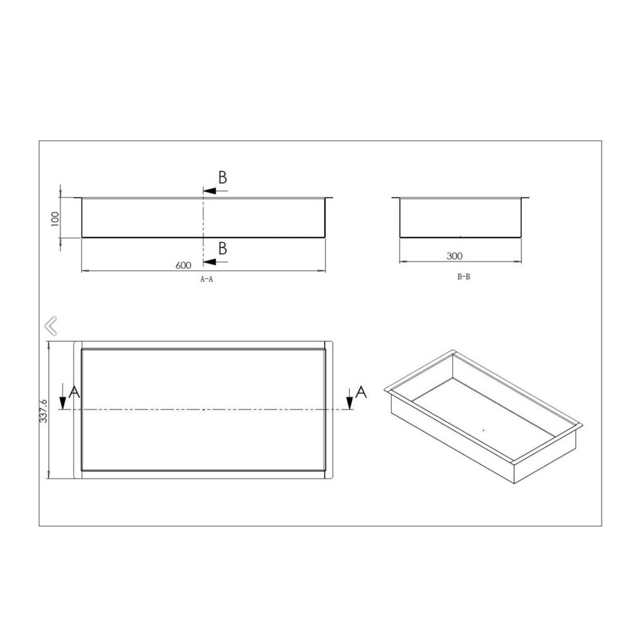 Inbouwnis AQS 30x60x10 cm RVS Black Chrome