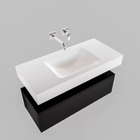 Badkamermeubel AQS Ibiza 100 cm Solid Surface Mat Zwart Wastafel Mat Wit (zes varianten)