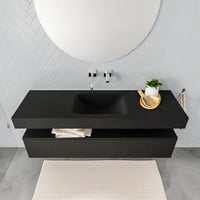 Badkamermeubel AQS Ibiza 150 cm Solid Surface Wastafel Mat Zwart (acht varianten)