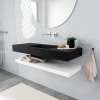 Badkamermeubel AQS Ibiza 120 cm met Mat Wit Planchet Solid Surface Wastafel Mat Zwart (acht varianten)