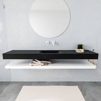 Badkamermeubel AQS Ibiza 200 cm met Mat Wit Planchet Solid Surface Wastafel Mat Zwart (acht varianten)
