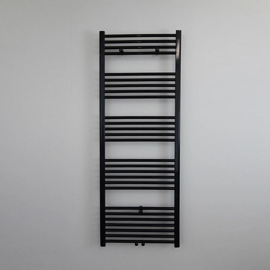 Designradiator Nile Gobi 180x50 cm Geborsteld Mat Zwart Midden-Onderaansluiting