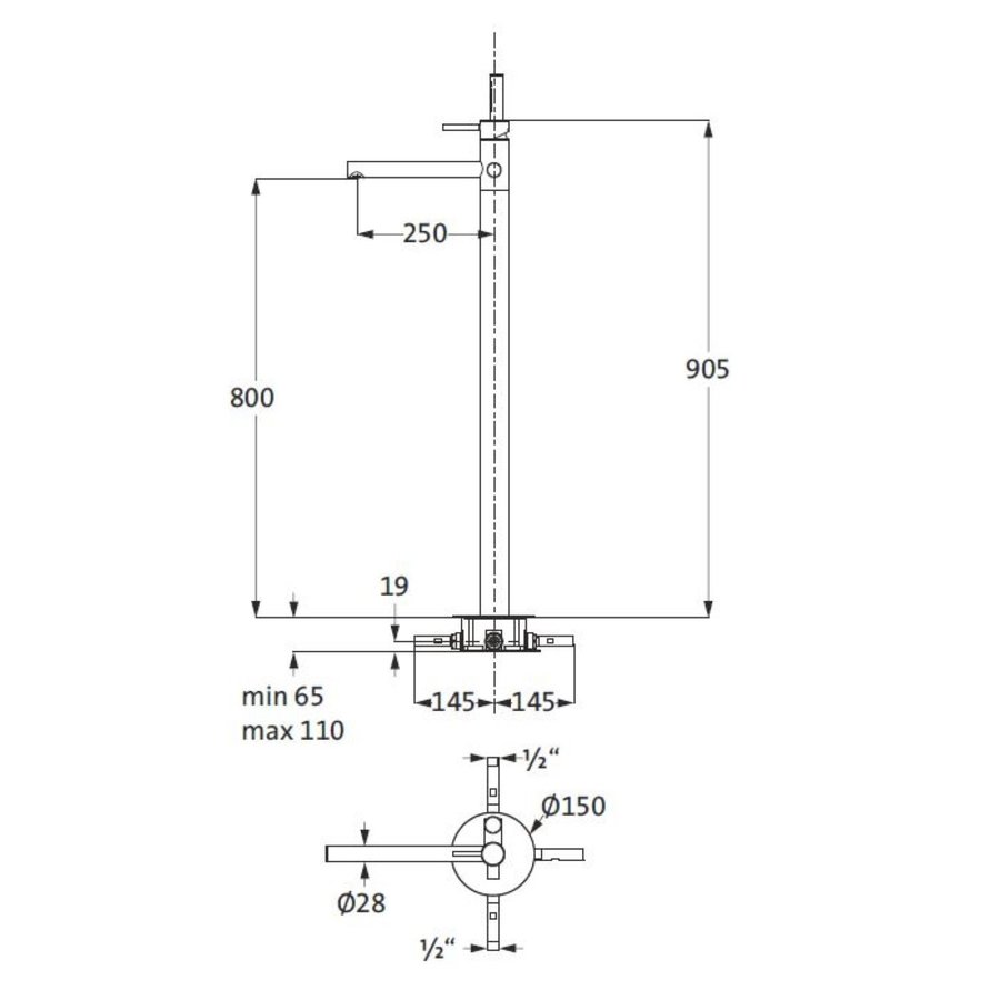 Vrijstaande Badkraan Herzbach Design IX PVD-Coating Zwart