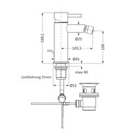 Bidetkraan Herzbach Design IX PVD-Coating met Clickwaste Zwart