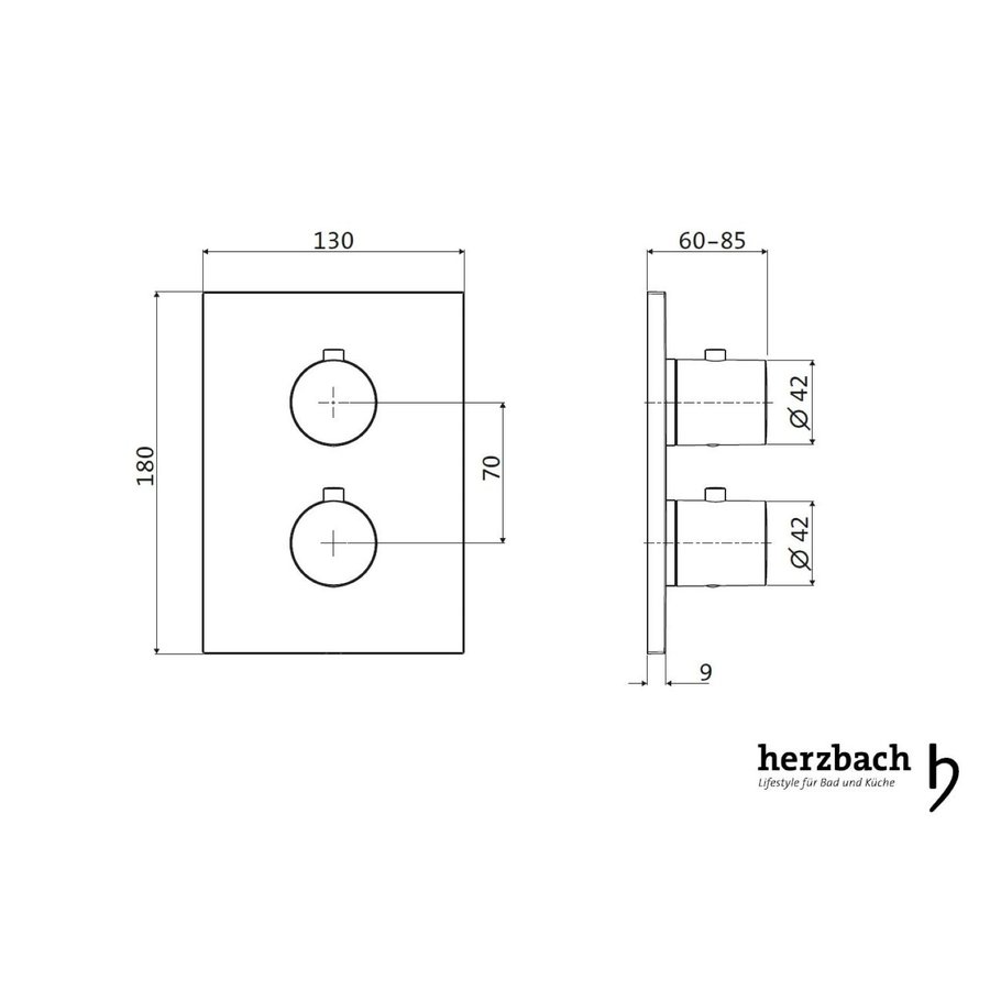 Inbouw Douchekraan Herzbach Design IX Thermostatisch PVD-Coating Zwart