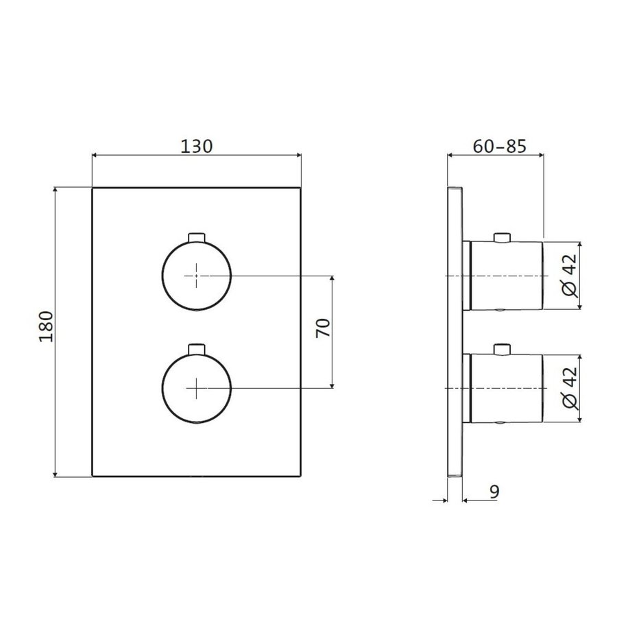 Inbouw Douchekraan 3-Weg Herzbach Design IX Thermostatisch PVD-Coating Messing Goud