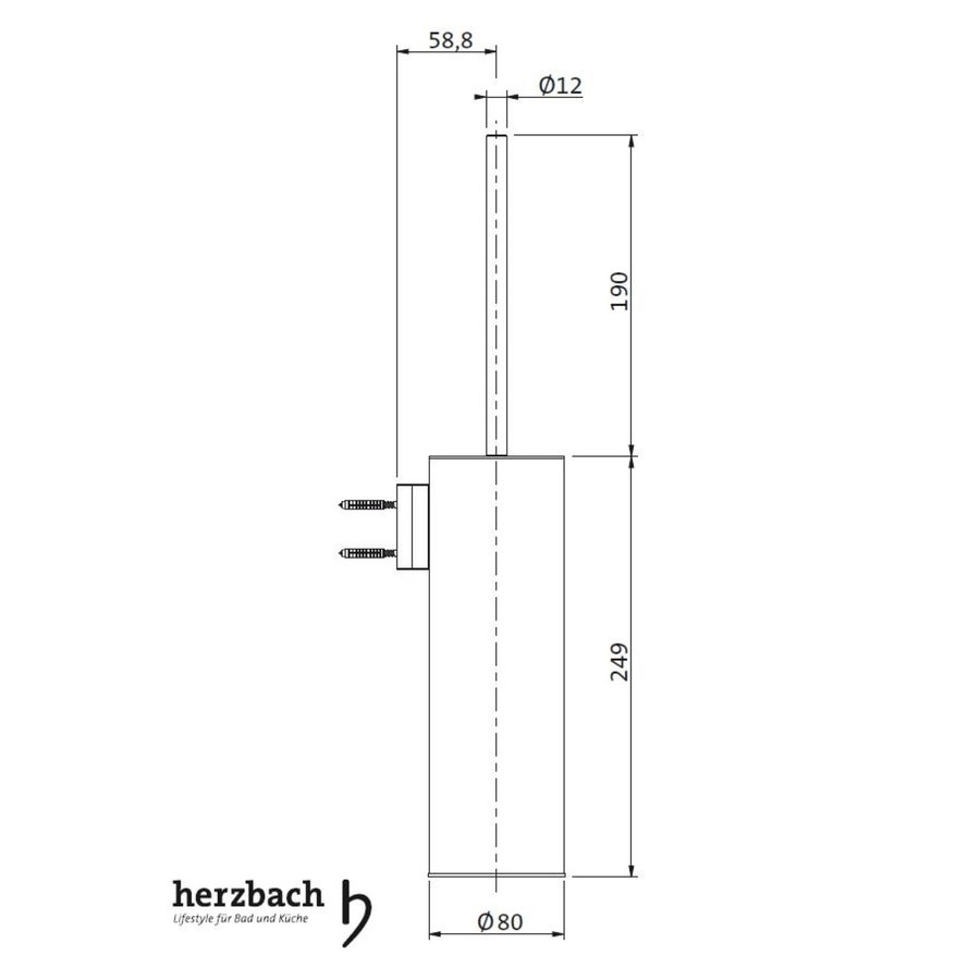 Toiletborstelgarnituur Herzbach Design IX PVD-Coating Wandmontage Koper
