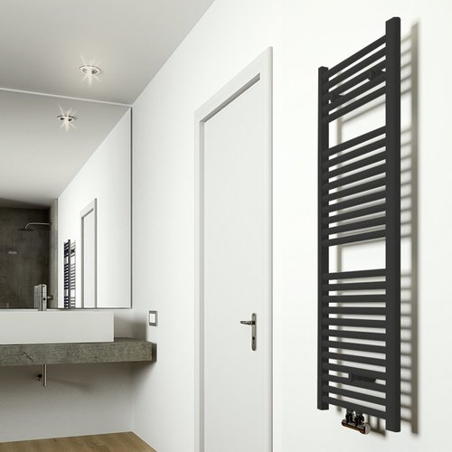 Radiator Wiesbaden Elara 118,5x45 cm Midden-Onder Aansluiting Mat Zwart (538 Watt) 