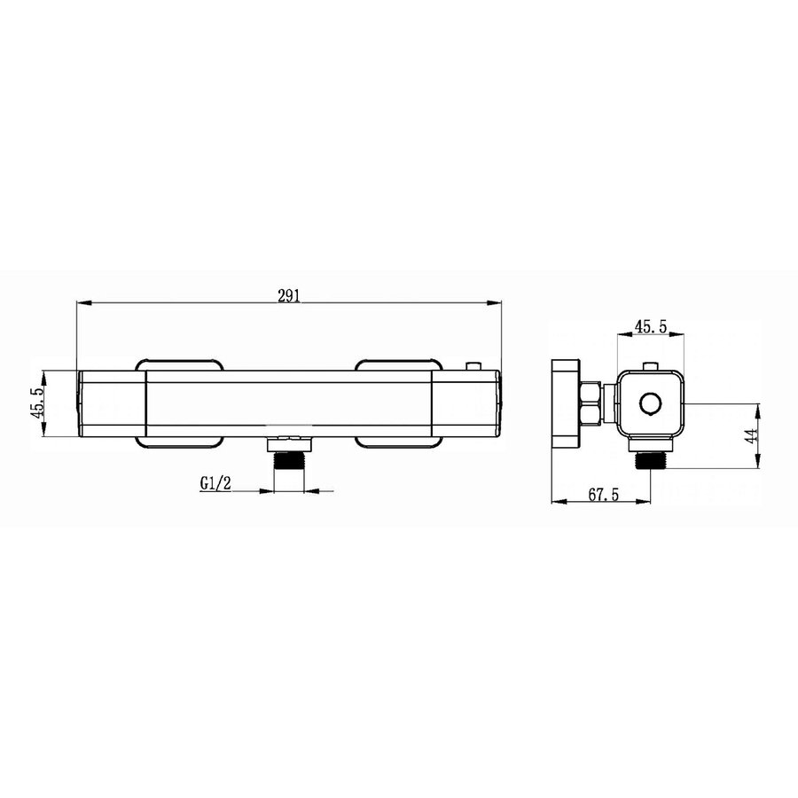 Douchekraan Opbouw Wiesbaden Rain Thermostatisch Mat Zwart