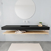 Badkamermeubel AQS Ibiza 200 cm met Washed Oak Planchet Solid Surface Wastafel Mat Zwart (acht varianten)