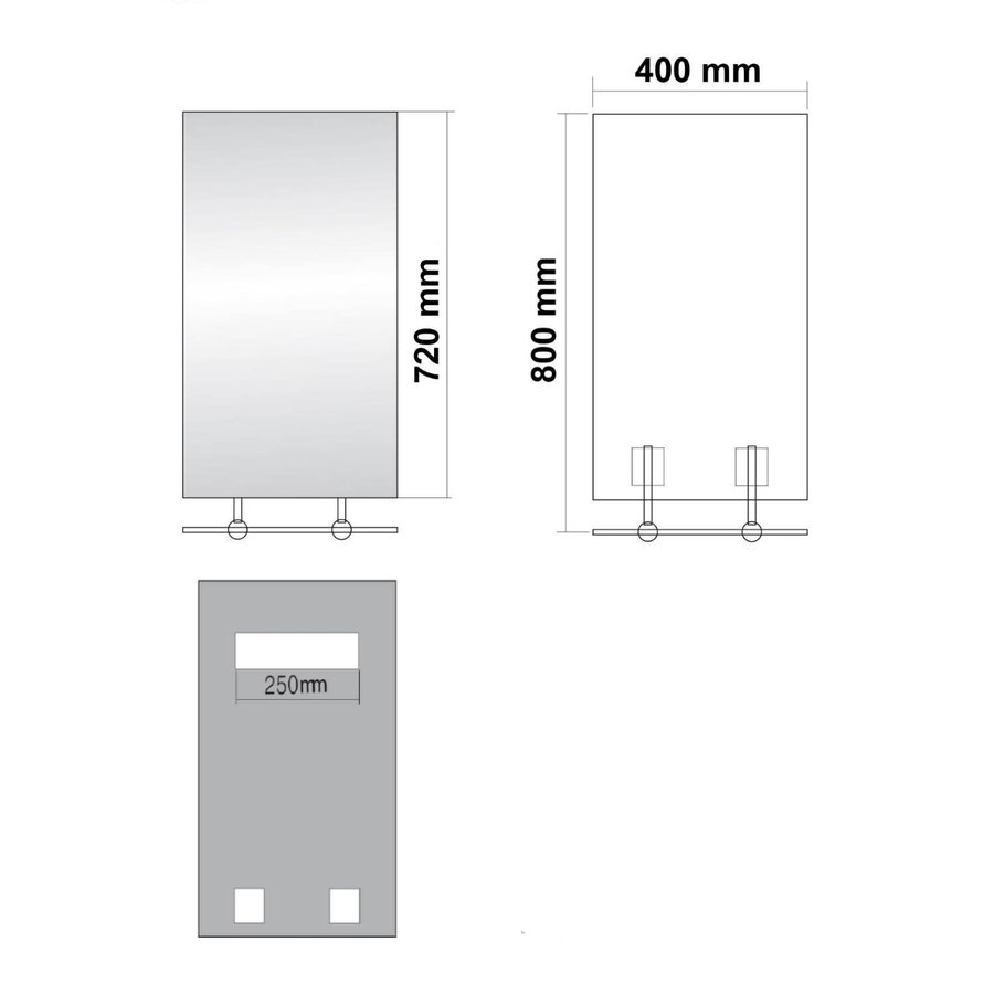 Badkamerspiegel Sapho Wega 40x80 cm met Planchet Glas