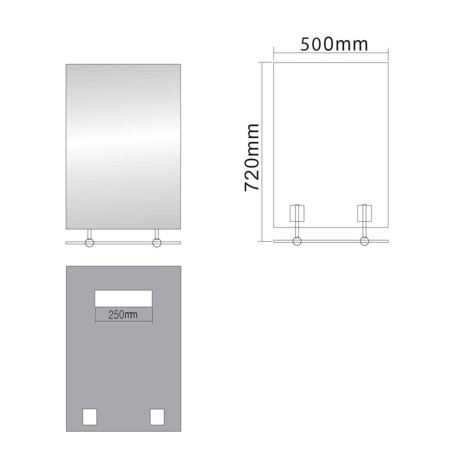 Badkamerspiegel Sapho Wega 50x80 cm met Planchet Glas