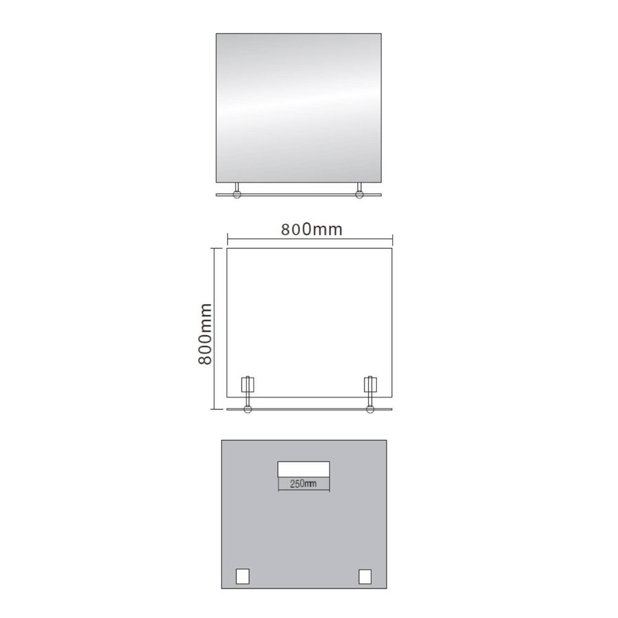 Badkamerspiegel Sapho Wega 80x80 cm met Planchet Glas