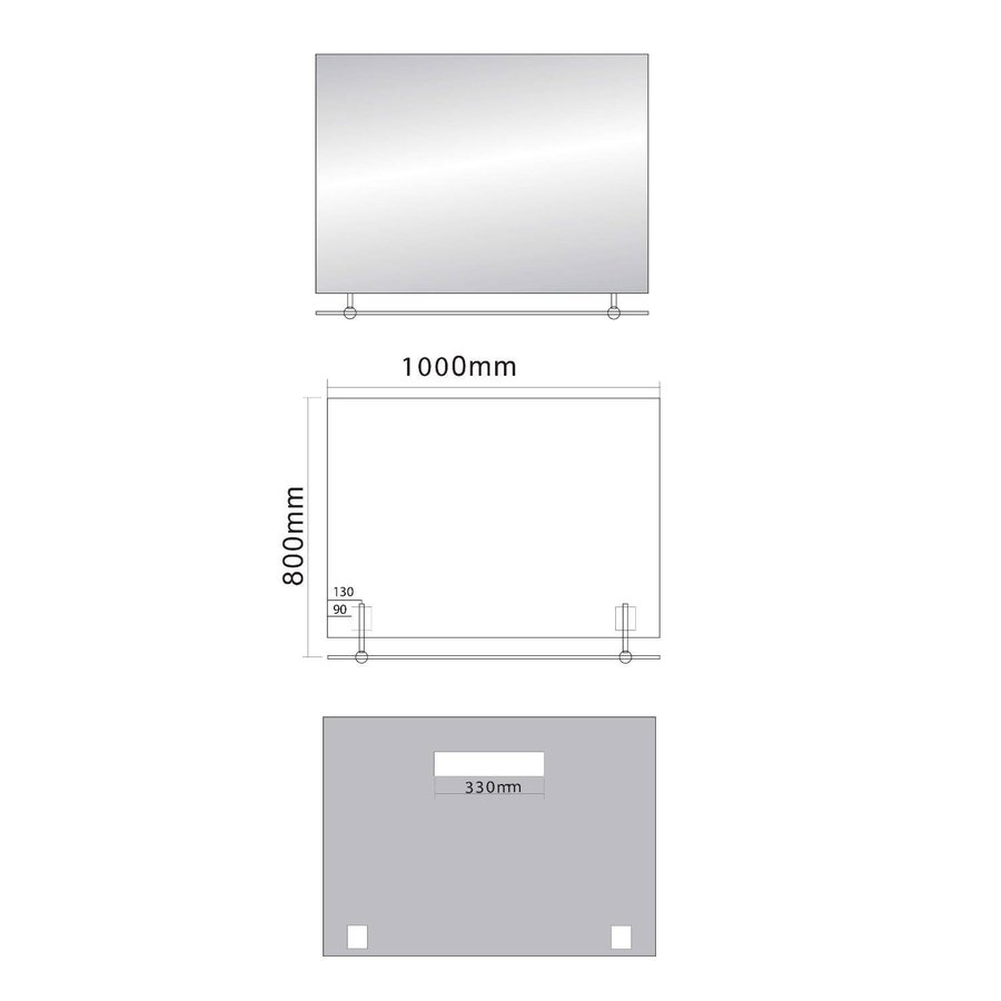 Badkamerspiegel Sapho Wega 100x80 cm met Planchet Glas