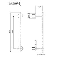Handdoekhouder voor Wandmontage Herzbach Design IX PVD-Coating 36 cm Messing Goud