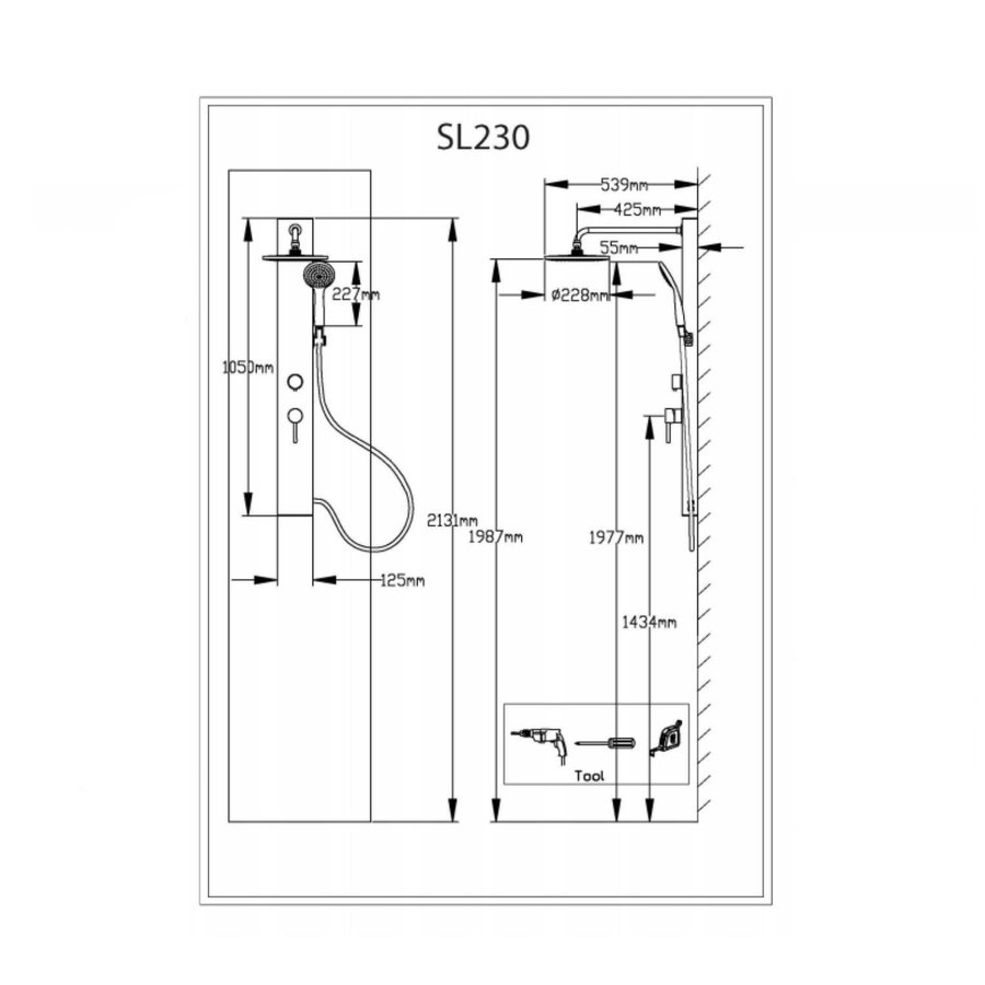 Douchepaneel Sapho Figa 105x12.5 cm met Mengkraan Wit