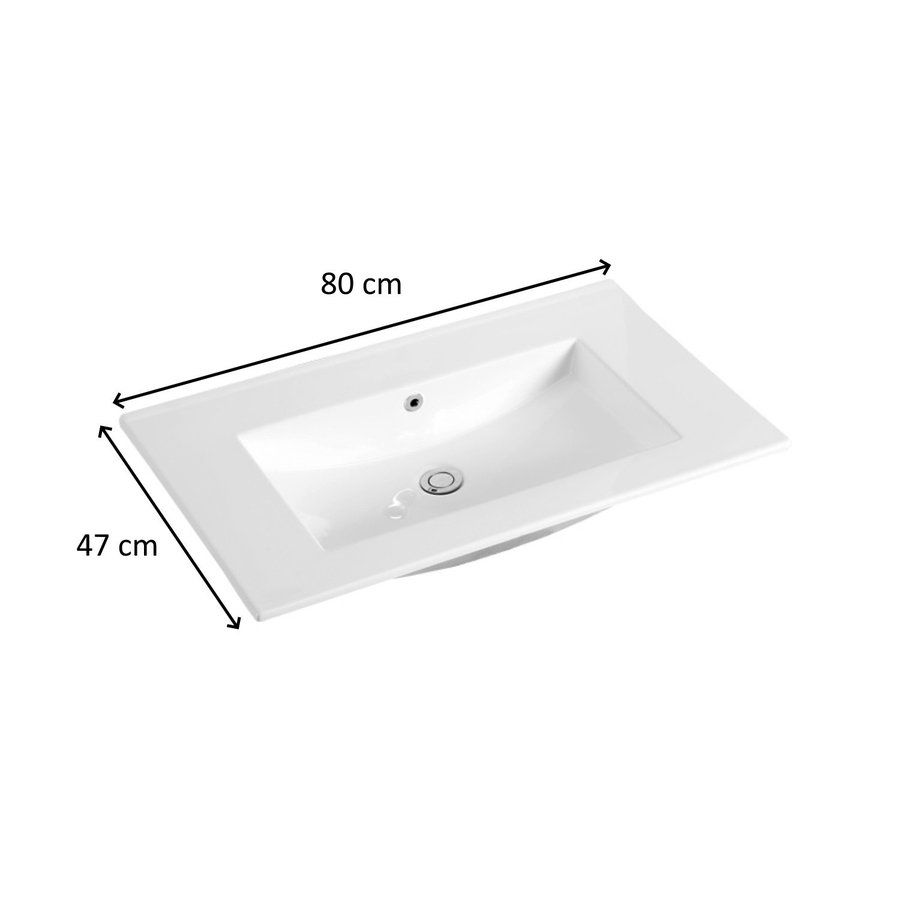 Wastafel Sanilux Classic 80x47x2,5 cm Keramiek Wit (zonder kraangat)