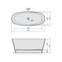 Vrijstaand Bad Sapho Tess Marmer 157x70x67 cm Wit