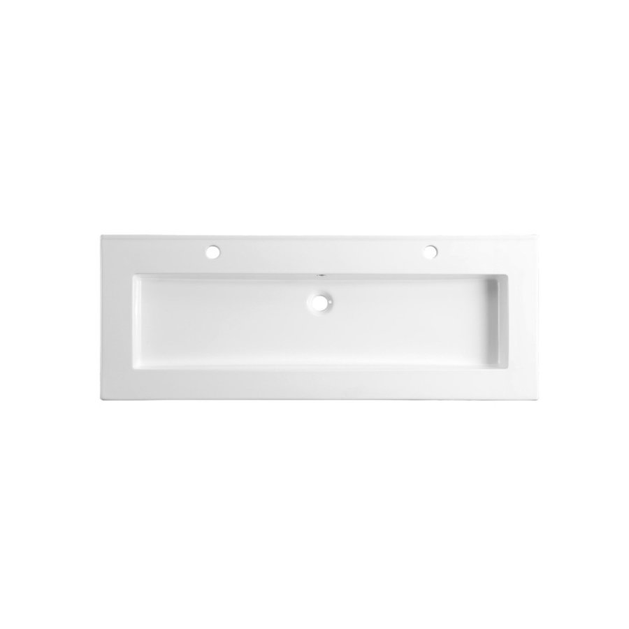 Wastafel Sanilux Classic 120x47x2,5 cm Keramiek Wit Enkel (twee kraangaten)