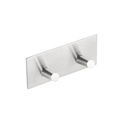 Dubbele Handdoekhaak Sapho 8.9x4.4 cm Zelfklevend Geborsteld RVS 