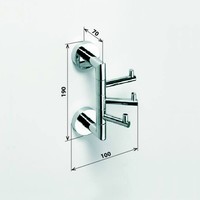 Drievoudige Handdoekhaak Sapho X-Round Draaibaar 10x19 cm Chroom