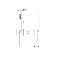 Badset Herzbach Living Spa PVD-Coating met Vierkant Rozet 125 cm Zwart