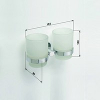 Dubbele Bekerhouder Sapho X-Round Hangend Chroom / Melkglas