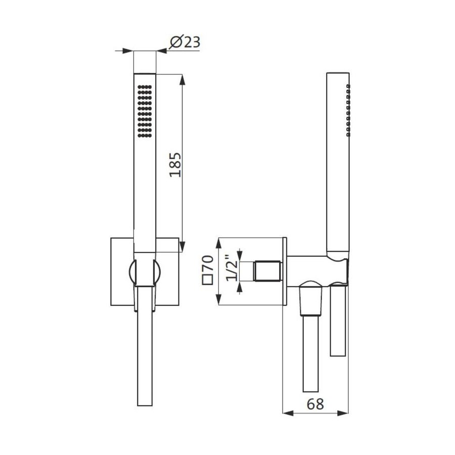 Badset Herzbach Living Spa PVD-Coating Wandbevestiging met Vierkant Rozet 160 cm Koper