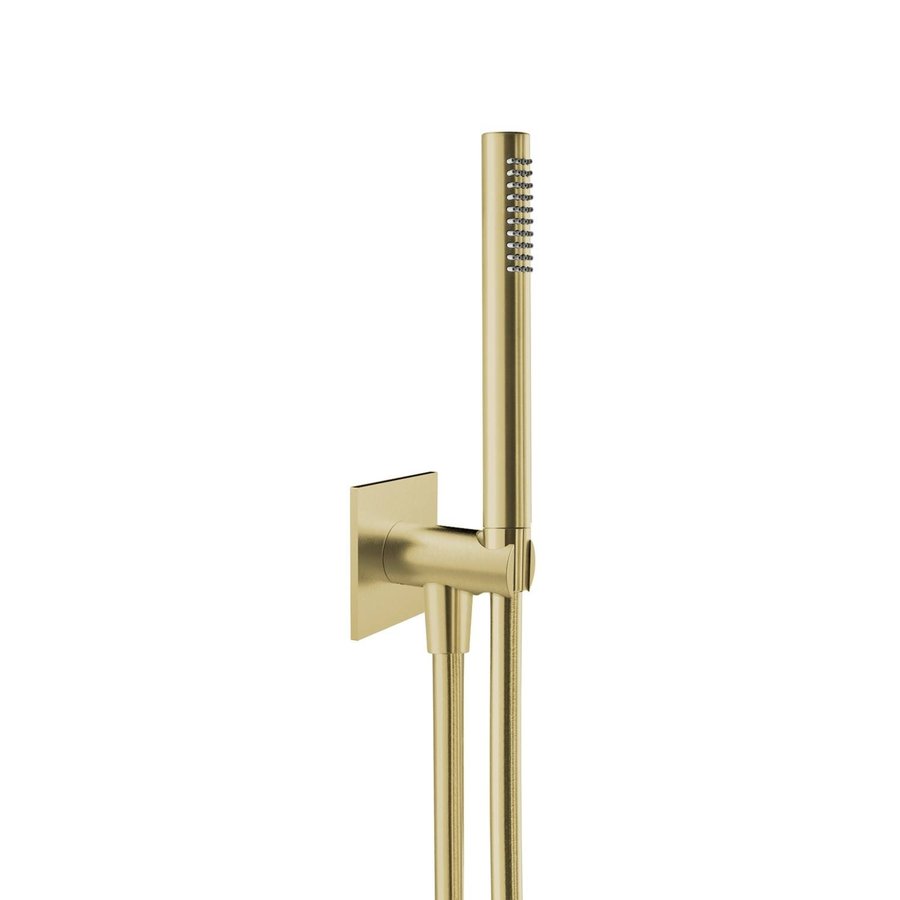 Badset Herzbach Living Spa PVD-Coating Wandbevestiging met Vierkant Rozet 160 cm Messing Goud