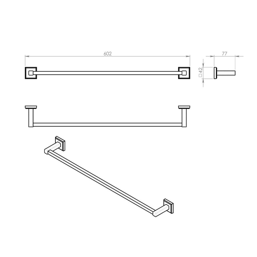 Handdoekhouder Sapho Colorado Hangend 60.2 cm Chroom