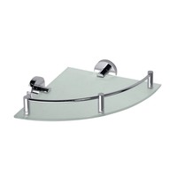 Glazen Hoek Planchet Sapho X-Round 25x7 cm met Rails Chroom