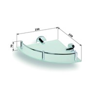 Glazen Hoek Planchet Sapho X-Round 25x7 cm met Rails Chroom