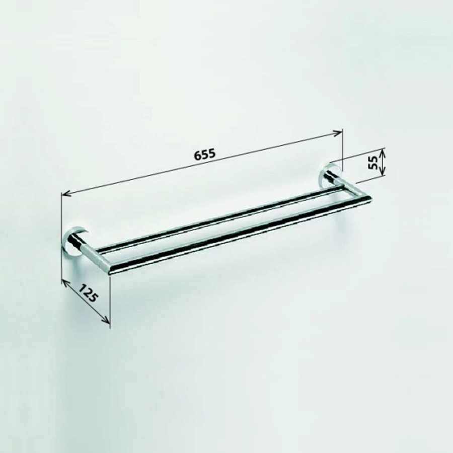 Dubbele Handdoekhouder Sapho X-Round Hangend 65.5x5.5 cm Chroom