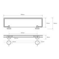 Glazen Planchet Sapho X-Round 30x5.5 cm met Rails Chroom