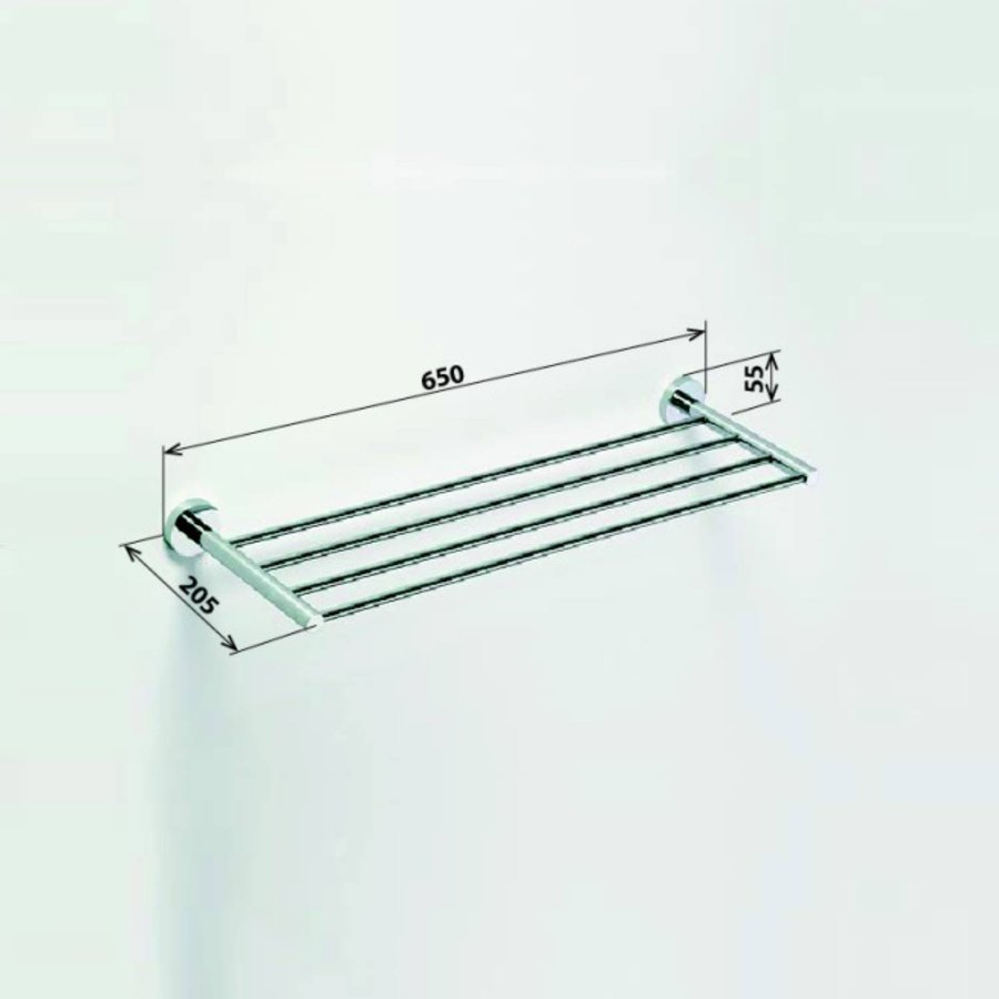 Handdoekhouder Sapho X-Round Hangend 65x5.5 cm Chroom