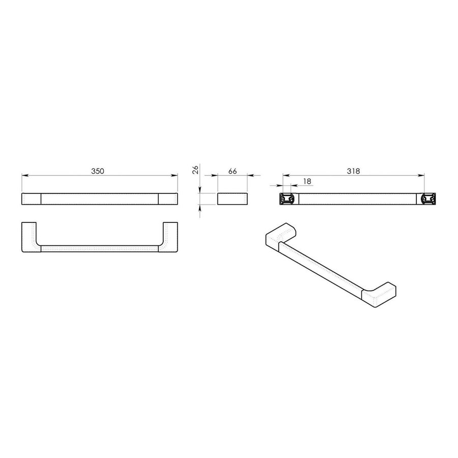 Handdoekhouder Sapho Pirenei Hangend 35 cm Mat Zwart