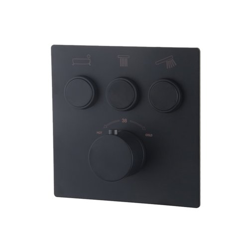 Afbouwdeel 3-wegs Wiesbaden Caral Klik Thermostatisch Mat Zwart 