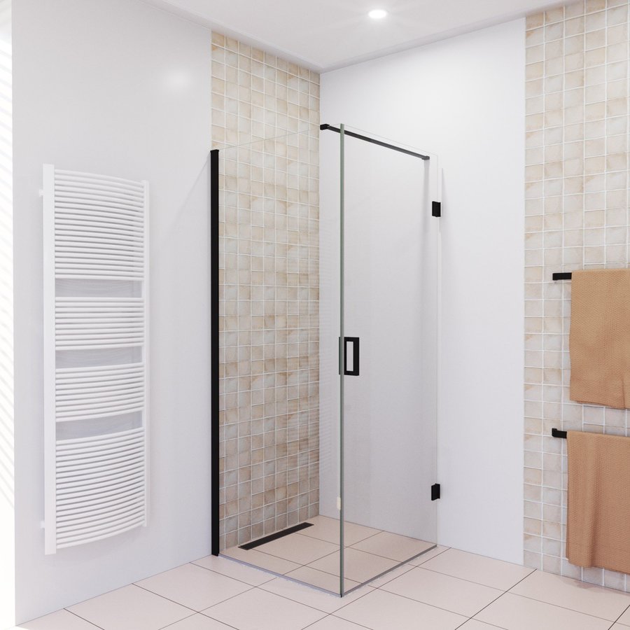 Douchecabine Boss & Wessing Moderna 90x70 cm Anti-Kalk Mat Zwart