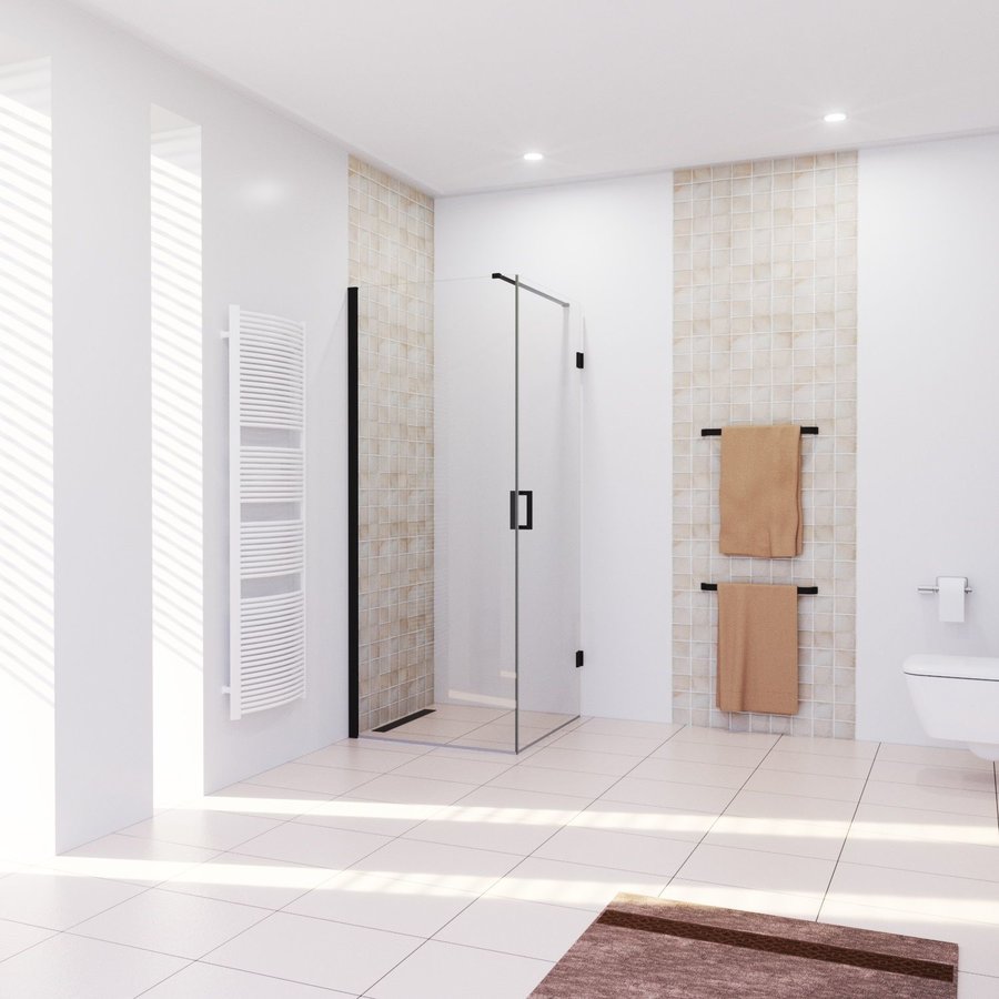 Douchecabine Boss & Wessing Moderna 120x90 cm Anti-Kalk Mat Zwart