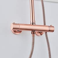 Opbouw Regendouche Set Boss & Wessing Copper 20 cm met Handdouche Geborsteld Koper