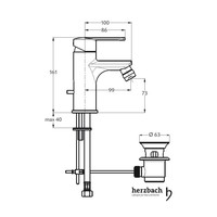 Bidetkraan Herzbach Cool met 5/4'' Clickwaste Waterbesparend Chroom